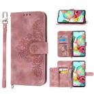 For Nothing Phone 1 Skin-feel Flowers Embossed Wallet Leather Phone Case(Pink) - 1