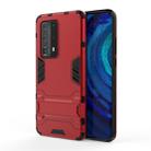 For Huawei P40 Shockproof PC + TPU Protective Case with Hidden Holder(Red) - 1