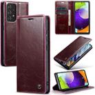 For Samsung Galaxy A52 CaseMe 003 Crazy Horse Texture Leather Phone Case(Wine Red) - 1