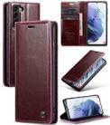 For Samsung Galaxy S21 5G CaseMe 003 Crazy Horse Texture Leather Phone Case(Wine Red) - 1