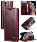 For iPhone XS CaseMe 003 Crazy Horse Texture Leather Phone Case(Wine Red) - 1