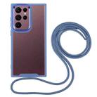 For Samsung Galaxy S23 Ultra 5G Electroplating Hawkeye Phone Case with Lanyard(Blue) - 1