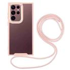 For Samsung Galaxy S23 Ultra 5G Electroplating Hawkeye Phone Case with Lanyard(Pink) - 1