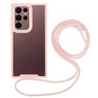 For Samsung Galaxy S23+ 5G Electroplating Hawkeye Phone Case with Lanyard(Pink) - 1