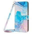 For OnePlus Nord 2T 5G Crossbody Painted Marble Pattern Leather Phone Case(Pink Green) - 2