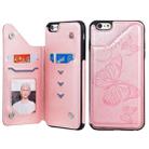 For iPhone 6 Plus Butterfly Embossing Pattern Shockproof Protective Case with Holder & Card Slots & Photo Frame(Rose Gold) - 1