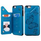 For iPhone 6 Plus Butterfly Embossing Pattern Shockproof Protective Case with Holder & Card Slots & Photo Frame(Blue) - 1