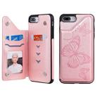 For iPhone 8 Plus & 7 Plus Butterfly Embossing Pattern Shockproof Protective Case with Holder & Card Slots & Photo Frame(Rose Gold) - 1