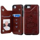 For iPhone 7 & 8 Butterfly Embossing Pattern Shockproof Protective Case with Holder & Card Slots & Photo Frame(Brown) - 1