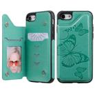 For iPhone 7 & 8 Butterfly Embossing Pattern Shockproof Protective Case with Holder & Card Slots & Photo Frame(Green) - 1