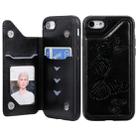 For iPhone 7 & 8 Butterfly Embossing Pattern Shockproof Protective Case with Holder & Card Slots & Photo Frame(Black) - 1