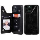 For iPhone 11 Pro Butterfly Embossing Pattern Shockproof Protective Case with Holder & Card Slots & Photo Frame(Black) - 1