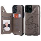 For iPhone 11 Pro Butterfly Embossing Pattern Shockproof Protective Case with Holder & Card Slots & Photo Frame(Gray) - 1
