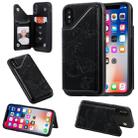 For iPhone X & XS Butterfly Embossing Pattern Shockproof Protective Case with Holder & Card Slots & Photo Frame(Black) - 1