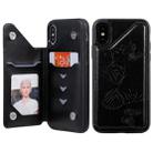 For iPhone X & XS Butterfly Embossing Pattern Shockproof Protective Case with Holder & Card Slots & Photo Frame(Black) - 2