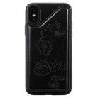 For iPhone X & XS Butterfly Embossing Pattern Shockproof Protective Case with Holder & Card Slots & Photo Frame(Black) - 3