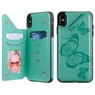 For iPhone XS Max Butterfly Embossing Pattern Shockproof Protective Case with Holder & Card Slots & Photo Frame(Green) - 2