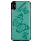 For iPhone XS Max Butterfly Embossing Pattern Shockproof Protective Case with Holder & Card Slots & Photo Frame(Green) - 3