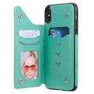 For iPhone XS Max Butterfly Embossing Pattern Shockproof Protective Case with Holder & Card Slots & Photo Frame(Green) - 5