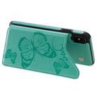 For iPhone XS Max Butterfly Embossing Pattern Shockproof Protective Case with Holder & Card Slots & Photo Frame(Green) - 6