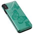For iPhone XS Max Butterfly Embossing Pattern Shockproof Protective Case with Holder & Card Slots & Photo Frame(Green) - 8