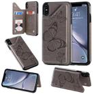 For iPhone XS Max Butterfly Embossing Pattern Shockproof Protective Case with Holder & Card Slots & Photo Frame(Gray) - 1