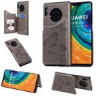 For Huawei Mate30 Pro Butterfly Embossing Pattern Shockproof Protective Case with Holder & Card Slots & Photo Frame(Gray) - 1