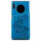For Huawei Mate30 Pro Butterfly Embossing Pattern Shockproof Protective Case with Holder & Card Slots & Photo Frame(Blue) - 3