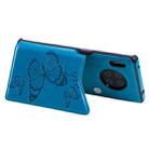 For Huawei Mate30 Pro Butterfly Embossing Pattern Shockproof Protective Case with Holder & Card Slots & Photo Frame(Blue) - 6