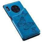 For Huawei Mate30 Pro Butterfly Embossing Pattern Shockproof Protective Case with Holder & Card Slots & Photo Frame(Blue) - 8