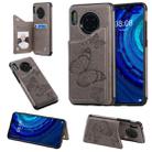 For Huawei Mate30 Butterfly Embossing Pattern Shockproof Protective Case with Holder & Card Slots & Photo Frame(Gray) - 1
