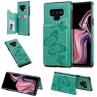 For Galaxy Note9 Butterfly Embossing Pattern Shockproof Protective Case with Holder & Card Slots & Photo Frame(Green) - 1