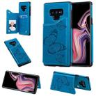 For Galaxy Note9 Butterfly Embossing Pattern Shockproof Protective Case with Holder & Card Slots & Photo Frame(Blue) - 1