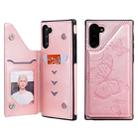 For Galaxy Note10 Butterfly Embossing Pattern Shockproof Protective Case with Holder & Card Slots & Photo Frame(Rose Gold) - 1