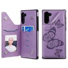 For Galaxy Note10 Butterfly Embossing Pattern Shockproof Protective Case with Holder & Card Slots & Photo Frame(Purple) - 1