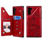 For Galaxy Note10 Butterfly Embossing Pattern Shockproof Protective Case with Holder & Card Slots & Photo Frame(Red) - 1