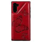 For Galaxy Note10 Butterfly Embossing Pattern Shockproof Protective Case with Holder & Card Slots & Photo Frame(Red) - 2