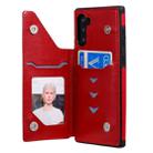 For Galaxy Note10 Butterfly Embossing Pattern Shockproof Protective Case with Holder & Card Slots & Photo Frame(Red) - 4