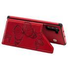 For Galaxy Note10 Butterfly Embossing Pattern Shockproof Protective Case with Holder & Card Slots & Photo Frame(Red) - 5