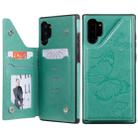 For Galaxy Note10 Plus Butterfly Embossing Pattern Shockproof Protective Case with Holder & Card Slots & Photo Frame(Green) - 1