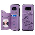 For Galaxy S8 Butterfly Embossing Pattern Shockproof Protective Case with Holder & Card Slots & Photo Frame(Purple) - 1