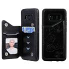 For Galaxy S8 Butterfly Embossing Pattern Shockproof Protective Case with Holder & Card Slots & Photo Frame(Black) - 1