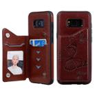 For Galaxy S8 Plus Butterfly Embossing Pattern Shockproof Protective Case with Holder & Card Slots & Photo Frame(Brown) - 1