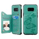For Galaxy S8 Plus Butterfly Embossing Pattern Shockproof Protective Case with Holder & Card Slots & Photo Frame(Green) - 1