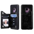 For Galaxy S9 Butterfly Embossing Pattern Shockproof Protective Case with Holder & Card Slots & Photo Frame(Black) - 1