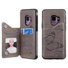 For Galaxy S9 Butterfly Embossing Pattern Shockproof Protective Case with Holder & Card Slots & Photo Frame(Gray) - 1