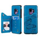 For Galaxy S9 Butterfly Embossing Pattern Shockproof Protective Case with Holder & Card Slots & Photo Frame(Blue) - 1