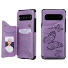 For Galaxy S10 5G Butterfly Embossing Pattern Shockproof Protective Case with Holder & Card Slots & Photo Frame(Purple) - 1