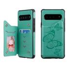 For Galaxy S10 5G Butterfly Embossing Pattern Shockproof Protective Case with Holder & Card Slots & Photo Frame(Green) - 1