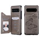 For Galaxy S10 5G Butterfly Embossing Pattern Shockproof Protective Case with Holder & Card Slots & Photo Frame(Gray) - 1